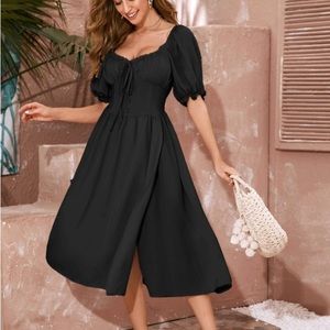SHEIN Cottagecore Black Dress / Milkmaid Style